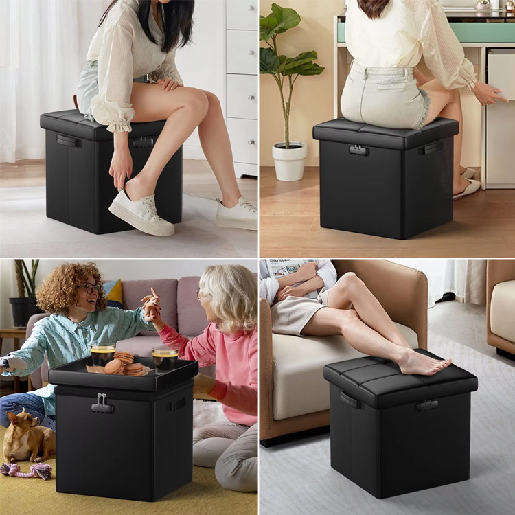 Household Large Capacity Household Fireproof Storage Chair Stool Ottoman Stool