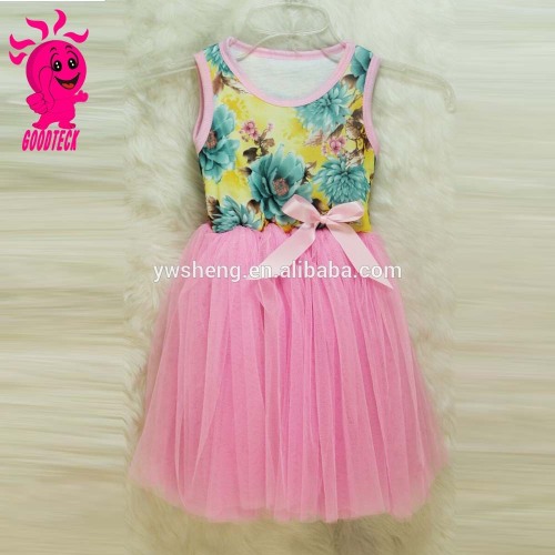 2015 new design summer kids clothes cotton flower print girl party dress baby kids birthday dresses