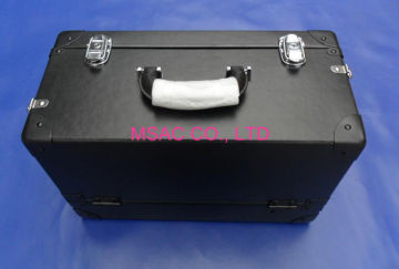 Black Pasco Aluminum Cosmetic Train Cases With Tray For Makeup Artist