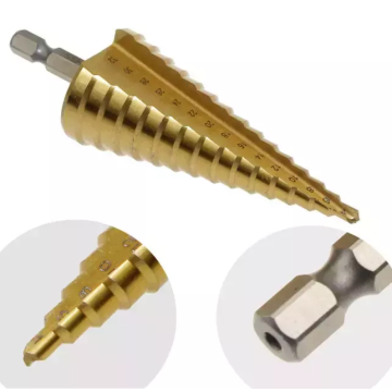 Hot Sale 3st Tin Coated HSS Step Drill Bit Set för metallborrning