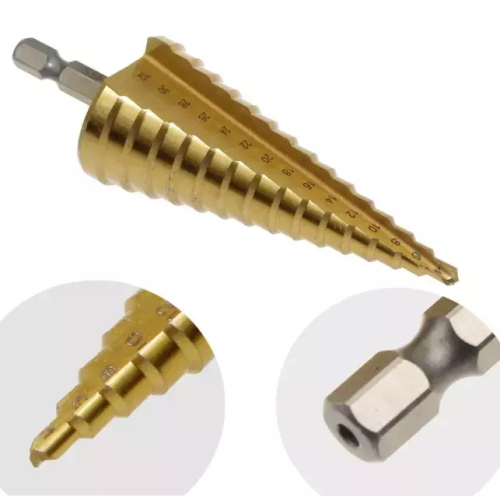 Hot Sale 3PCS TIN Coated HSS STEP STEP BIT SET สำหรับการขุดเจาะโลหะ