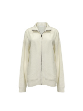 Women's towel cloth light colored full open collar casual jacket