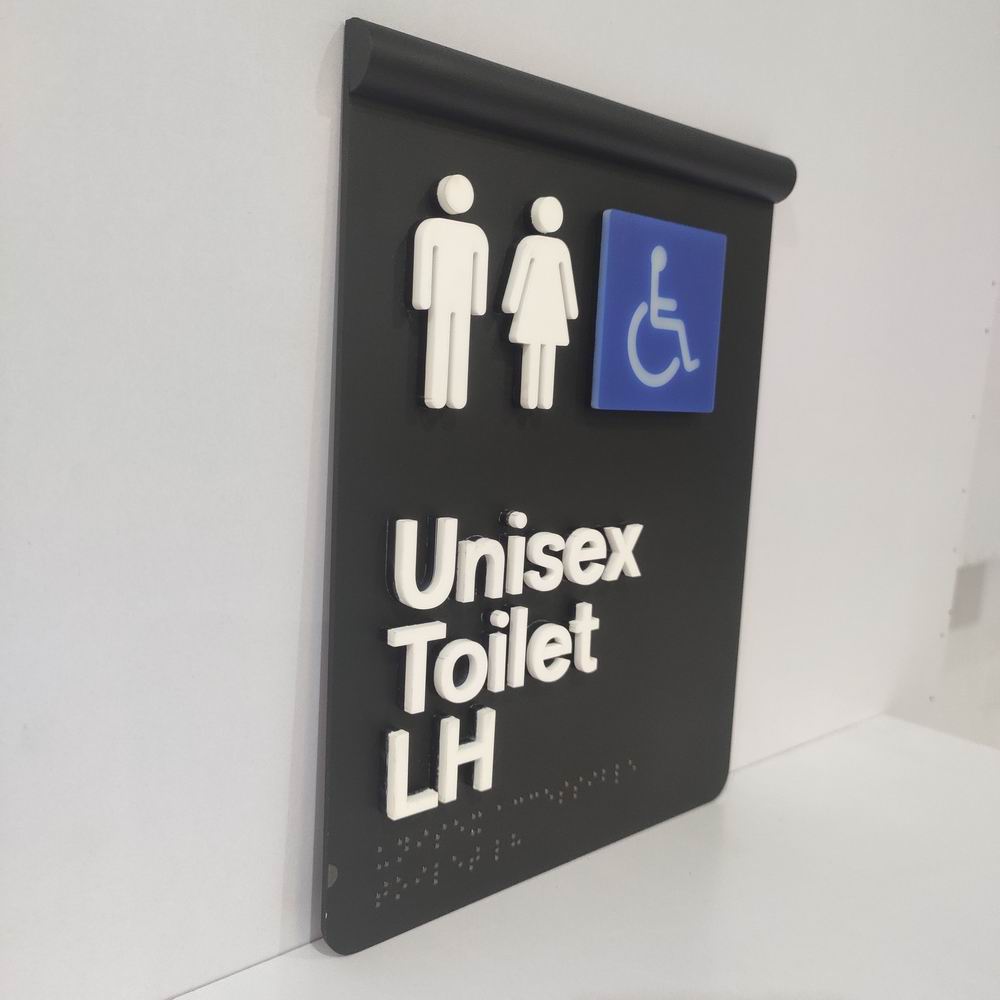 Hot Sale Unisex Custom Metal Embossed Braille Toilet Door Signage Sign