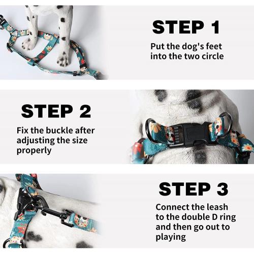 Anjing Harness &amp; Leash Set Duti Berat Laras Tidak Menarik Anjing Harnesses