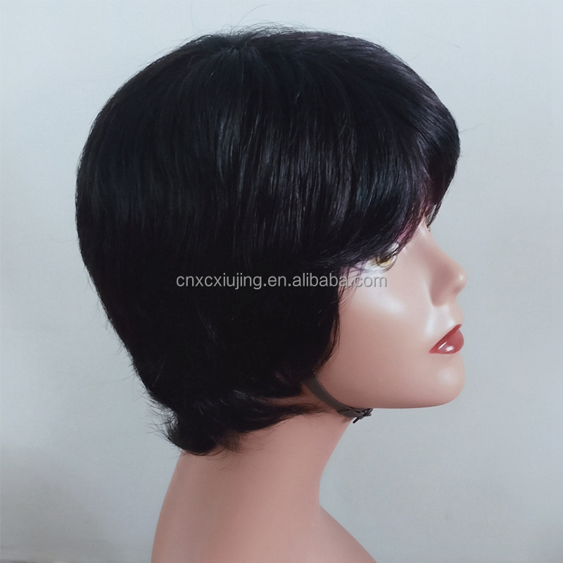 REINE Short Human Hair Wigs Pixie Cut Straight Remy Brazilian Hair for Black Women Machine Made  Cheap Glueless Wig
