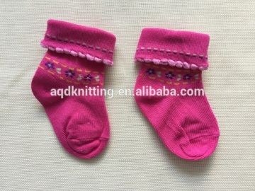 cotton ruffle socks with flower pattern AQD-BB-32