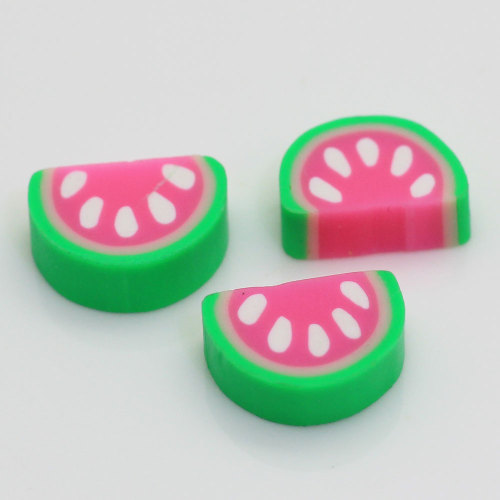 Cute Design 3D Watermelon Kawaii Crafts Cabochons 15*10*5mm Flat Back Polymer Clay Stickers Cheap DIY Decoration Accessories