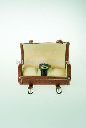 3 watch winder brown leather Clear Wooden Watch Box