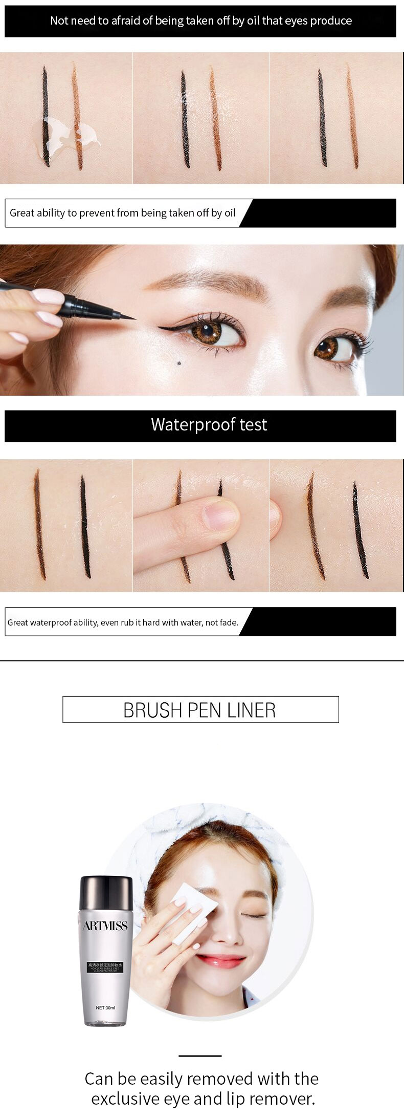 ARTMISS Pen Longwearing Smooth Waterproof Liquid Eyeliner