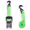 1.5 &quot;2000kgs 38mm Ratchet Fibbia in gomma Cargo Tiedown Cintura verde sferzante con ganci a doppia S da 1,5 pollici