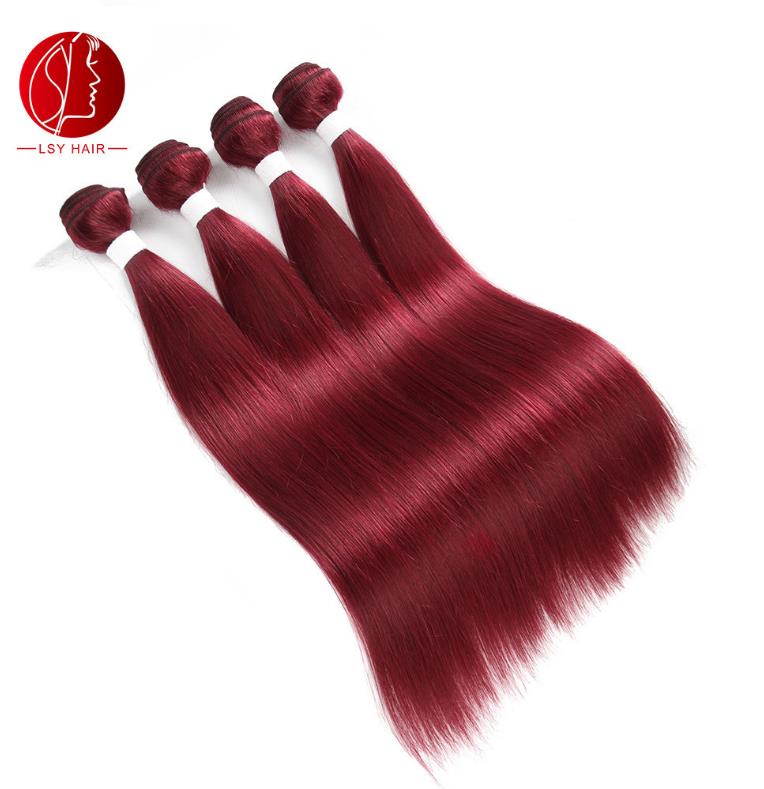 Ali Express Color 99J Brazilian Straight Human Hair Weave Bundle  With Ear to Ear 13*4 Frontal Online Sale Mago Hair Extensions