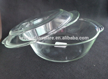 High quality 2L clear Round pyrex glass steamer pot with glass lid