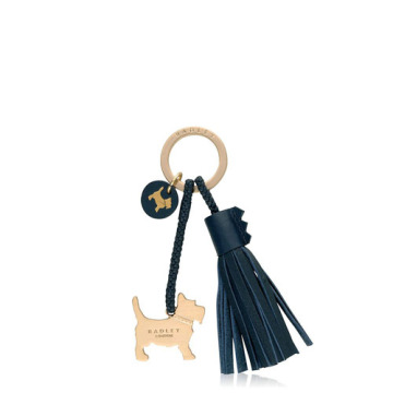 Blue PU Key Chain Gold Dog Accessory