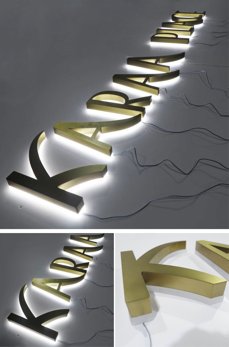 DINGYISIGN Factory Price Led 3D Reverse Channel Letter Backlit Stainless Steel Advertising Sign Outdoor Electronic Signs