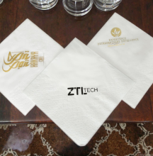 Custom Printed Black Gold Logo Folded Bag Serviettes