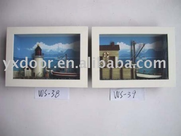 white nautical wood shadow box, wooden decorative frame, OEM welcome