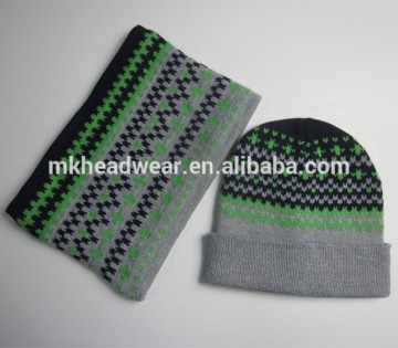 Custom Jacquard Hat Scarf Set Knit Hat Scarf Set