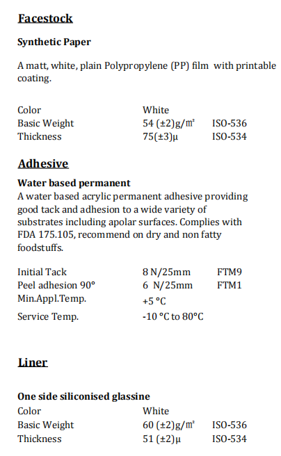 Synthetic Paper Water Based Permanent White Glassine