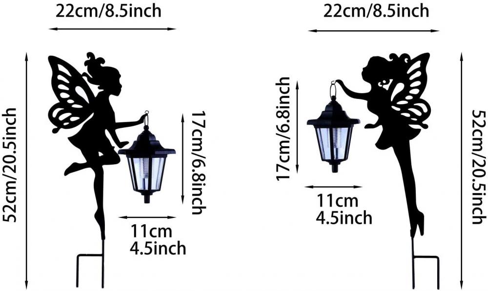 Decoração ao ar livre de luz solar de fada de metal