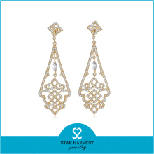 Fashion Dubai Gold Plating Jewelry Earring Zircon Paved Setting Gold Earrings