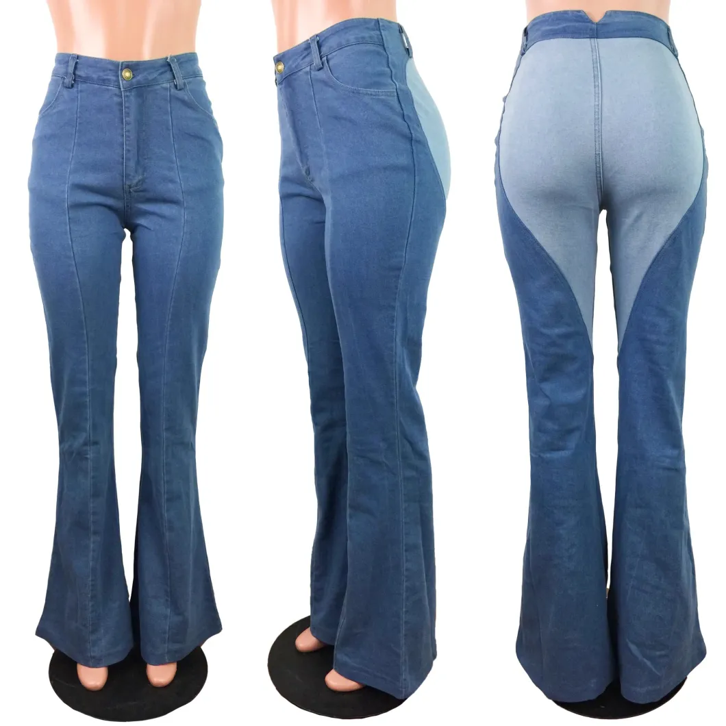 L99535 Amazon Hot Sale Street Casual Stitching Contrast Jeans