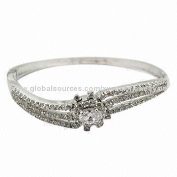 Zirconia stone fashionable style copper bangle