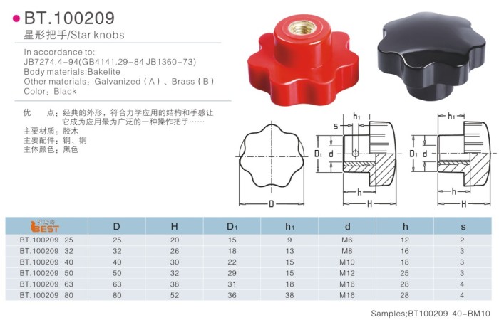 3/8-16 thread bakelite clamping  star knob