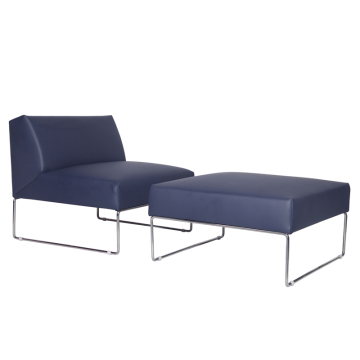 Modern Style Leather Sofa Chair with Ottoman