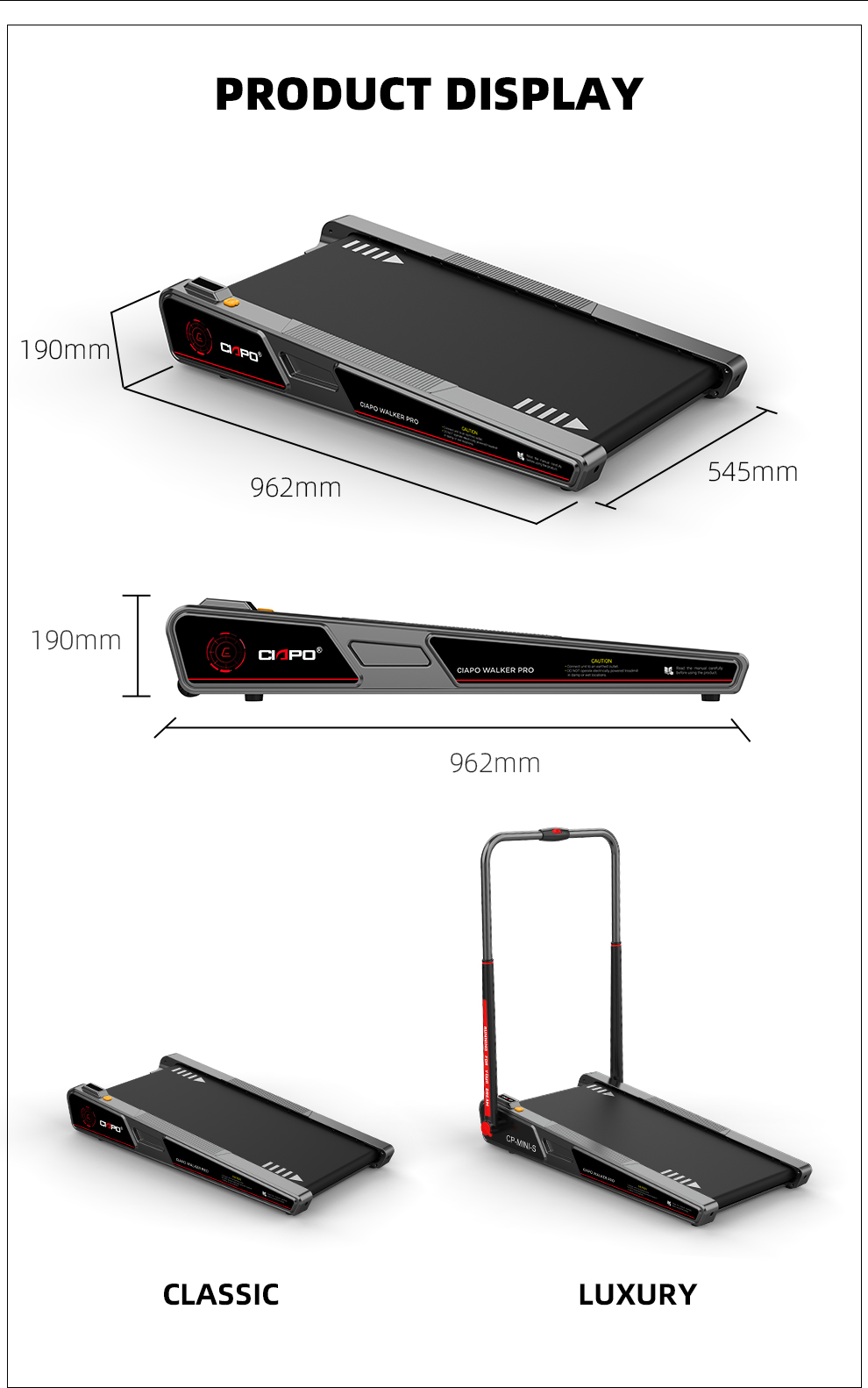 Electric home treadmill under desk Gym running machine Motorized mini treadmill walking pad