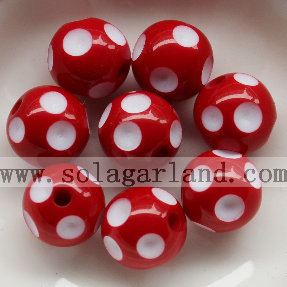 Wholesale 12-24MM Resin Polka Dot Beads Plastic Round Beads 