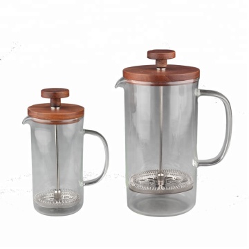 CoffeeSeries Borosilicate Glass French Press of Wood Lid