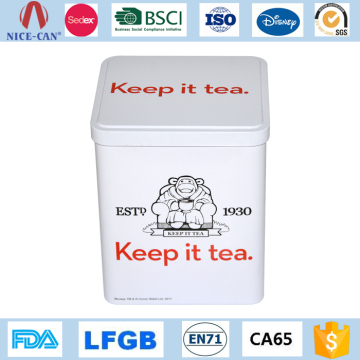 Nice Design Hinged Rectangular Tin Can Tea Packaging