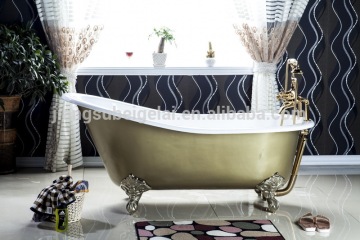 traditional slipper cast iron bath with small ball iron feet