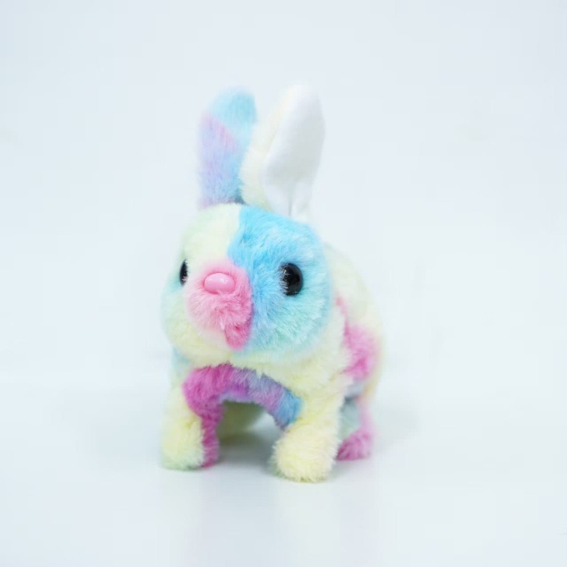 Electric Tie-Dye Fluffy Plush Rabbit Toy