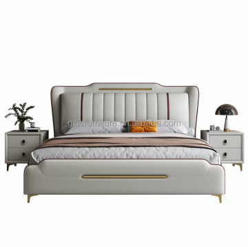 Modern Solid Wood Mattress Bedstead with Cluster Height Headboard and Easy Assembly