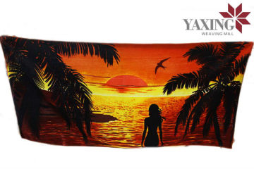 Microfiber printed velour beach towel