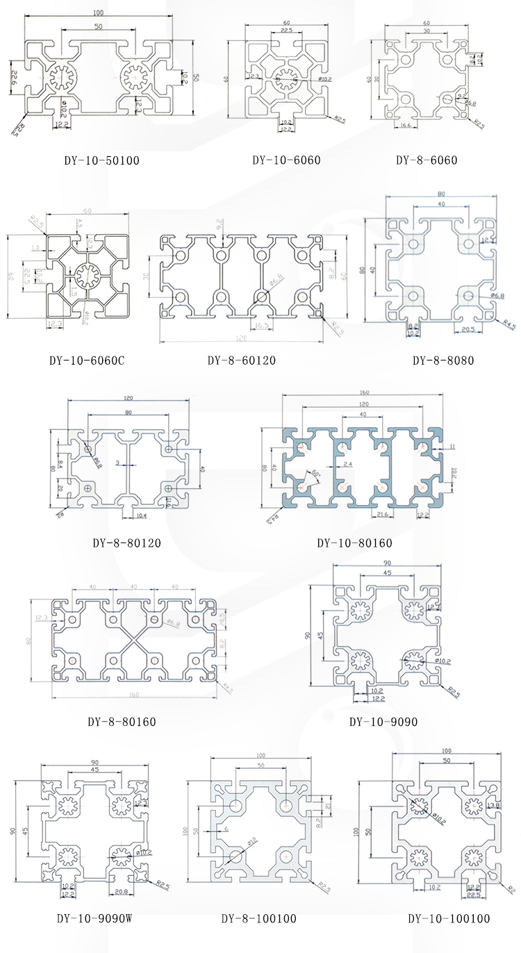 Industrial T Slot Alloy 4060 Accessory Extruded China Track Customized Structure Square Aluminum Profile Extrusion