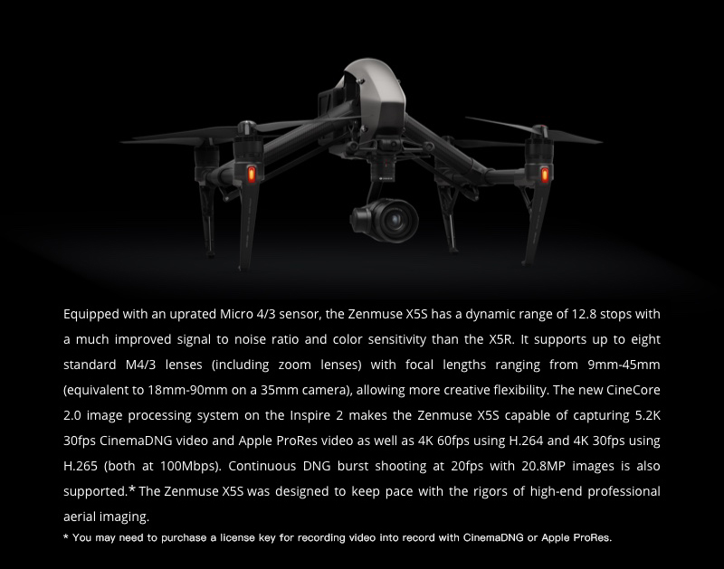 DJI ZENMUSE X5S 5.2K camera for DJI inspire 2 or M600 Pro