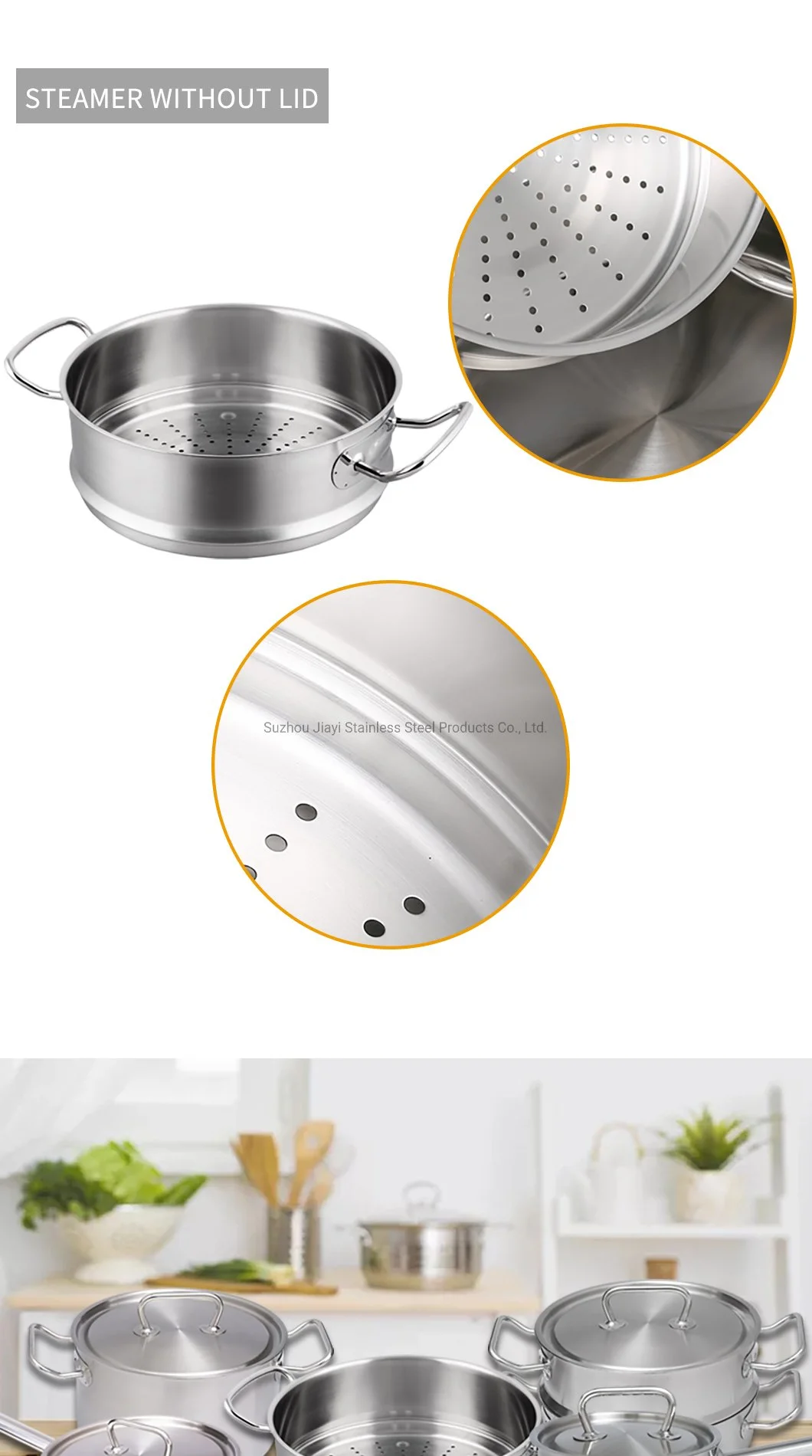 Pabrik Direct Triply Saucepan Casserole SUS304 Antilengket Pan untuk Dapur