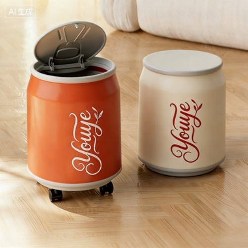 Plastic Trash Can with Lid and Wheels for Home Use