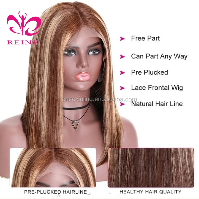 Ombre Highlight Wig 13x4 HD Transparent Lace Front Wig Straight Bob Wig Brown Honey Blonde Short Bob