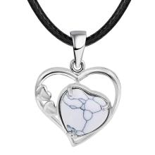 Howlite Love Heart Birthstone Pendant Gemstone Necklaces for Women