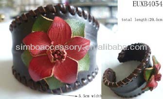 leather flower cuff/genuine leather bangle/leather cuff bracelet/bracelet bangle/cuff bangle/wholesale cuff bracelet/jewelry