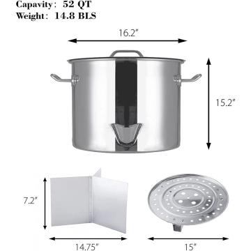 Pot de vapor de vapor tamale de acero inoxidable de 52QT con tapa