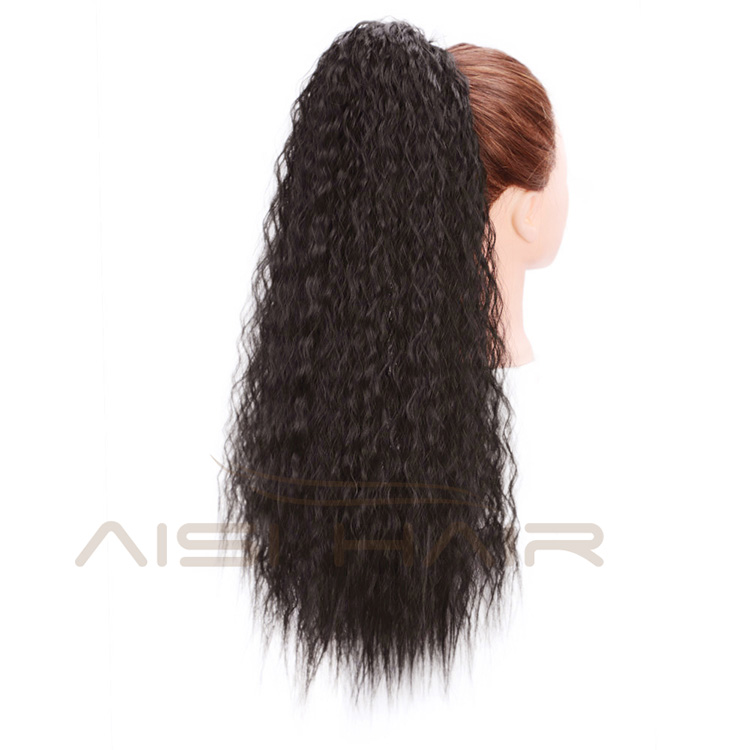 Aisi Hair Drawstring Ponytail Curly Hair Extensions Heat Resistant Synthetic Fiber Pony Tail Hairpieces with Combs