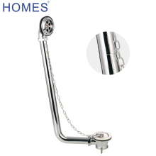CE Certified Brass Overflow Bath Drainer with Adjustable Tube Plug and Daisy Chain
