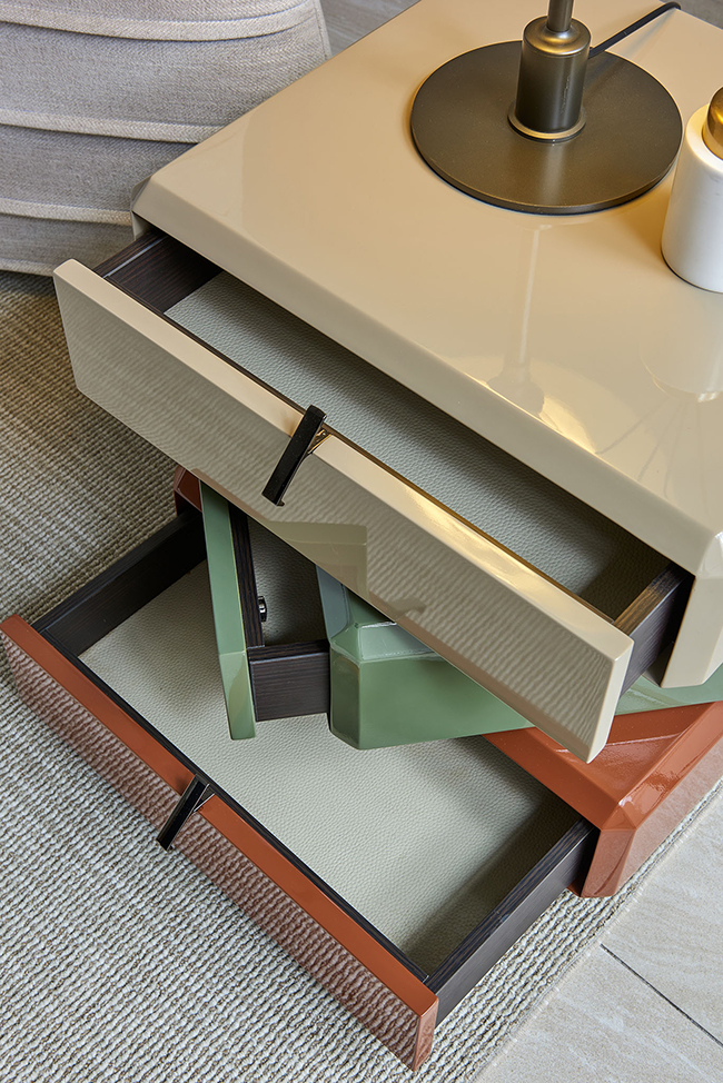 Stainless Steel Handles Square Bedside Tables