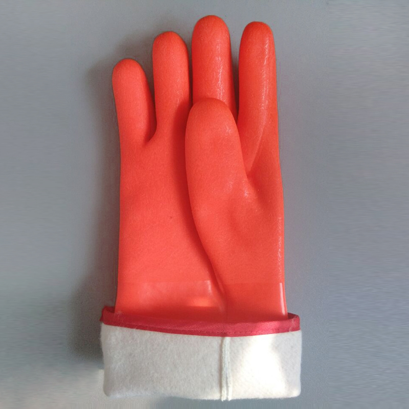 Safety Orange PVC Guantes recubiertos Impermeable 28 cm