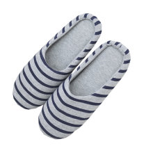 Grey Stripe slippers with Faux suede bottom