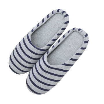 Grey Stripe slippers with Faux suede bottom